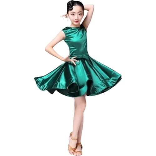 2020 Latin Dance Dress for Girls Latin Salsa Dress Girl Kids Spandex Rumba Samba Children Skirt Salsa Tango Dancing Ballroom