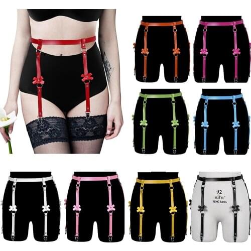 Harajuku Harness Bondage Women Garter Belt Sexy PU Leather Punk Dance Rave Wear Body Harness Fashion Tight Leg Suspender Strap
