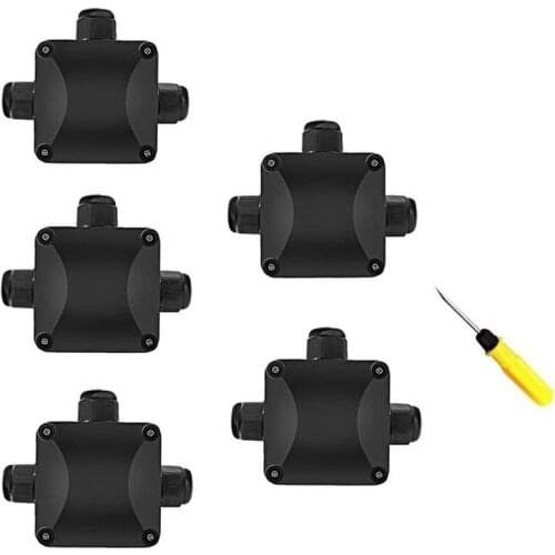 Junction Box, 5Pcs Waterproof IP68 Cable Connector, Larger 3-Way External Electrical Junction Box diameter 5.5mm-10.2mm (1 pcs S