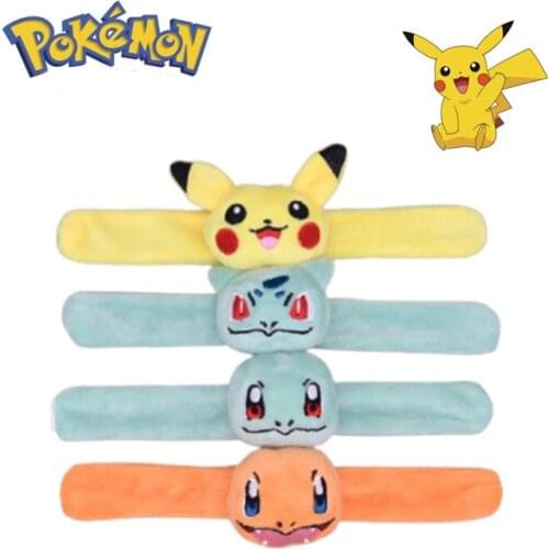 Pokemon Pikachu Plush Doll Mini Cute Handle Ruler Squirtle Charmander Creative Bracelet Pop Ring Childrens Hand-made Model Gift