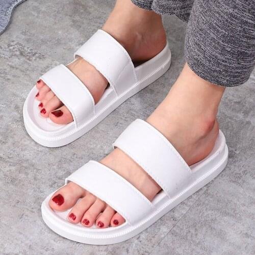 Women Summer Casual Slippers Platform Fla Heel Peep Toe Solid Simple Slides Outdoor Beach Female Ladies Shoes Zapatos De Mujer