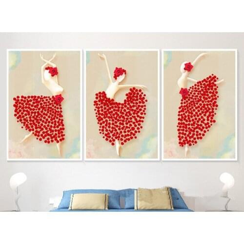 Nordic Simple Painting Rose Ballet Frameless Wall Decorative Painting Dancing room Dancer Living Room Restaurant Painting