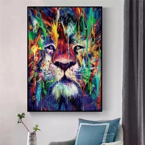 Modern Animal Graffiti Art Lions Canvas Painting Wall Art Posters Prints Cuadros Wall Pictures for Living Room Home Wall Decor