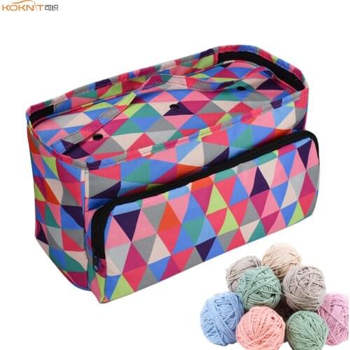 KOKNIT Woolen Yarn Storage Bag Home Crochet Hooks Thread Yarn Storage Case DIY Sewing Kit Bag Travel Organizer Bag For Mom Gift