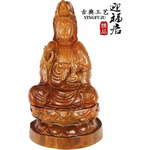 Grass pear lotus Guanyin Buddha carved mahogany wood handicrafts ornaments jewelry boutique Wenwan Home Furnishing