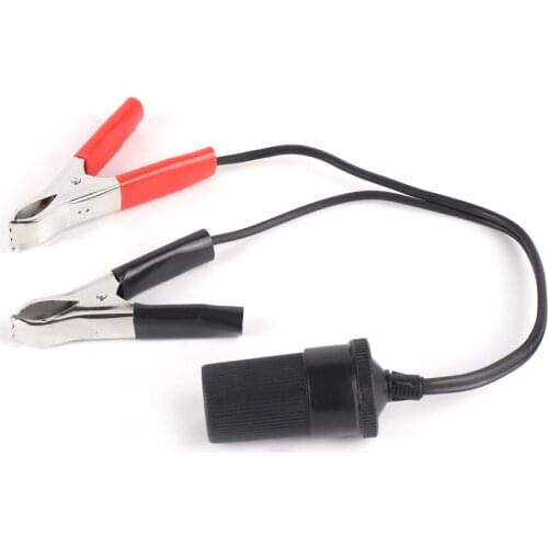 Universal 12V Car Auxiliary Cigarette Lighter Socket Connector Battery Crocodile Clips Power Adapter Extension Cord