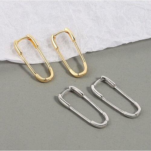 VENTFILLE 925 Sterling Silver Oval Hoop Earrings For Women Simple Temperament Earring Korean Design Jewelry