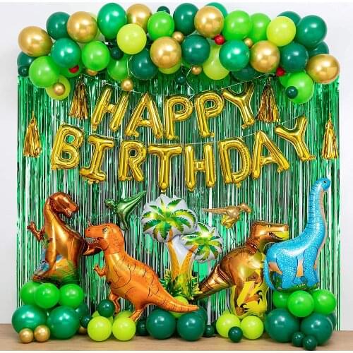 Dinosaur Balloon Garland Arch Kit Aluminum Foil Happy Birthday Balloon Dinosaur Theme Birthday Party Decoration Baby Shower
