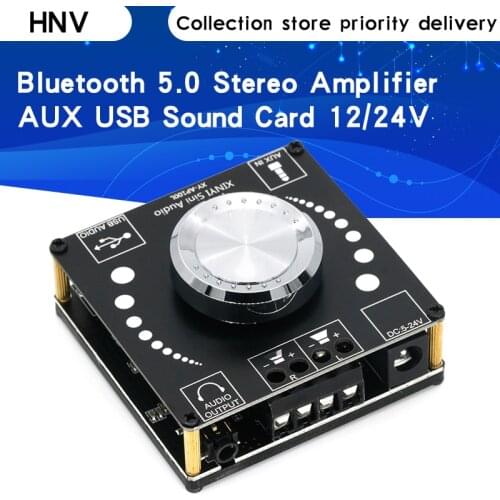 XY-AP100L 100WX2 Bluetooth 5.0 Stereo Amplifier Board AUX USB Sound Card Digital Power Amp Amplificador DC 12V 24V