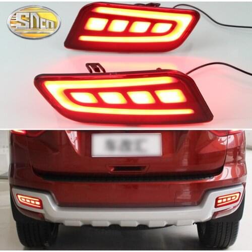 2PCS For Ford Everest 2016 - 2020 3-in-1 Functions LED Bumper Light Rear Fog Lamp Brake Light Turn Signal Light Reflector