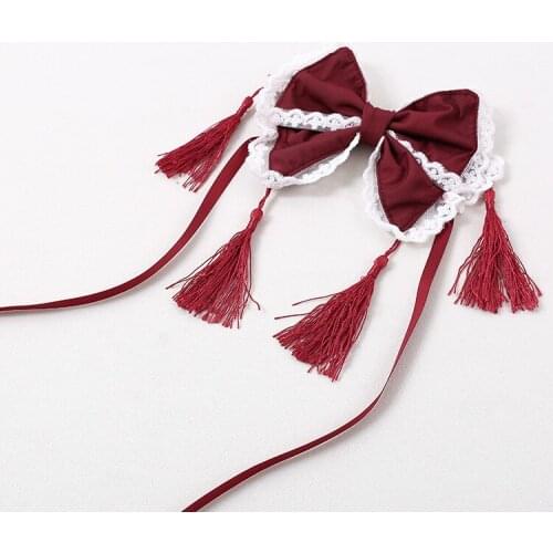 Womens Lolita Kawaii Hair Accessories Cosplay Hair Ball Hair Clip Bow Headband Headwear