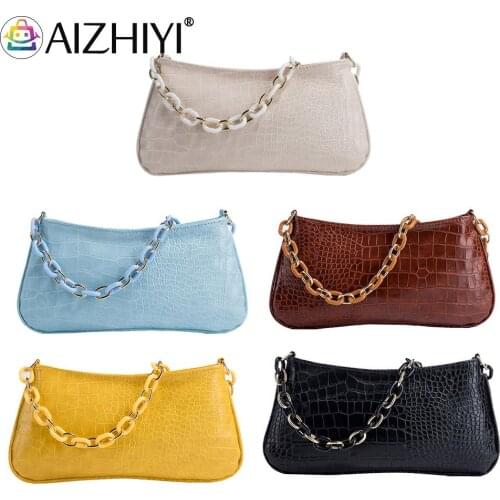 Fashion Women Alligator Pattern PU Leather Shoulder Underarm Bags Ladies Casual Small Solid Color Purse Handbags