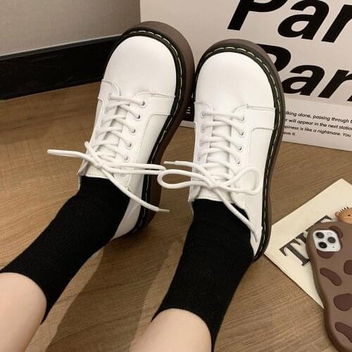 Japanese Style Student Shoes Women Sneakers Lace up Leather low heel grils shoes Non-slip Ladies Oxford Casual Shoes Harajuku