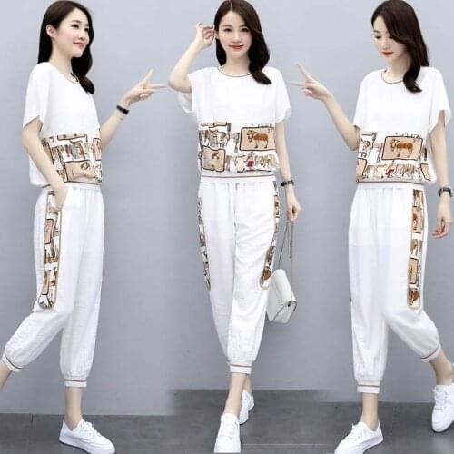 Summer Women Suits Hoodies Pants Two Piece Set Women Tops+Pants Tracksuits Plus Size