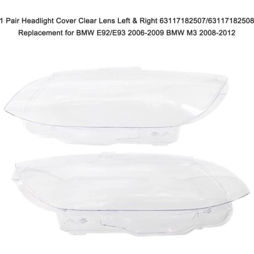 1 Pair Headlight Cover Clear Lens Left & Right 63117182507/63117182508 Replacement for BMW E92/E93 2006-2009 BMW M3 2008-2012