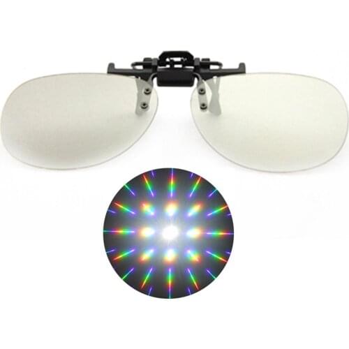 1pcs Clip On 13500 Lines Spiral Fireworks Rainbow Glasses,3D Clip-on Diffraction Gratings Glasses for Near-Sighted/Prescription