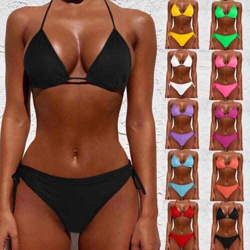 10 Colors Sexy Solid Bikini Set Swimwear Women Micro Bikinis Swimsuit Brazilian Bathing Suit Low Waist Beachwear Biquini Z0303
