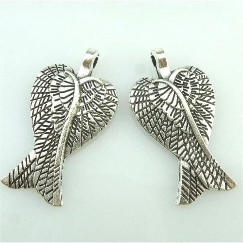 10pcs 15266 Antique Silver 30*16mm Wings Angel Charms Pendant For Jewelry Making Bracelet Vintage Accessories