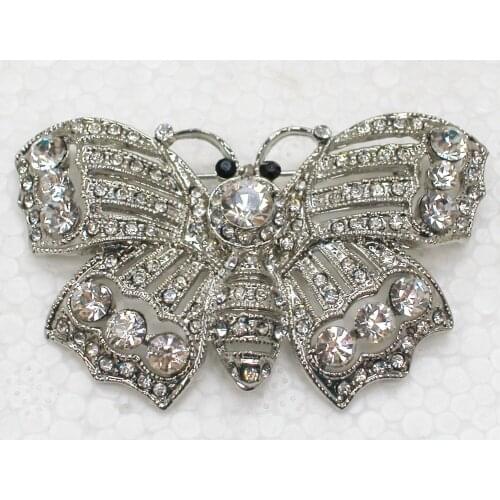 12pcs/lot Wholesale Rhinestone Butterfly Pin brooches C101901
