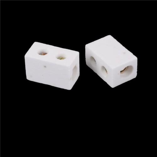 2 Pcs 30A White Ceramic Terminal Block 30A 1Way 2 Hole Connector Porcelain Ceramic Terminal Blocks New Arrival