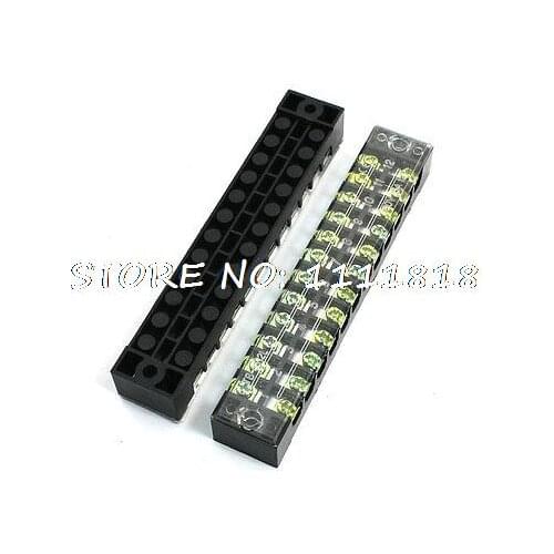2pcs 600V 15A 12 Pole Screw Terminals Barrier Cable Wire Connector