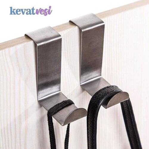 2pcs Stainless Steel Door Hooks Kitchen Cabinet Door Hanger for Towel Clothes Coat Bathroom Accessories Z Shape Hooks Rack