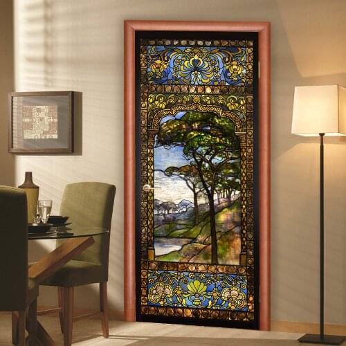 3D Customized Landscape Window Door Mural Wallpaper mural Wall Print Decal Wall Mural Photo self adhesive door wrap