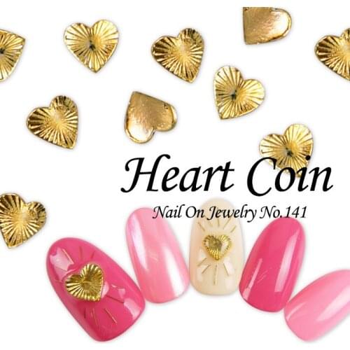 10pcs/bag Japan New 3D Nail Art Decoration Metal Nail Sticker Gold Silver Kawaii Heart DIY Charm Nail Tools