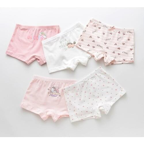5Pcs/lot Girls Cotton Boxer Briefs Girl Panties Girls Boxer Shorts Childrens Panties Kids Underwear For 2-14 Years GU228
