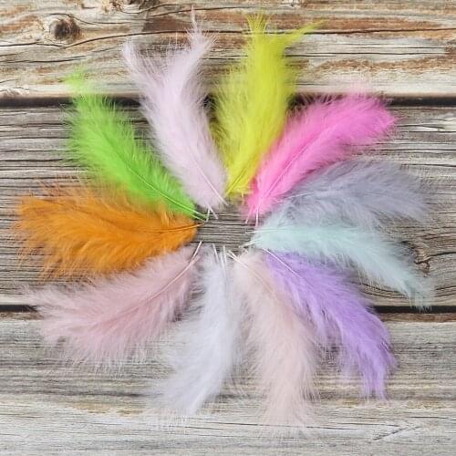 50PCS Colorful Marabou Turkey Feathers DIY Wedding Jewelry Accessory Christmas Stuffed Toys Decoration Plumes For Crafts 10-15CM