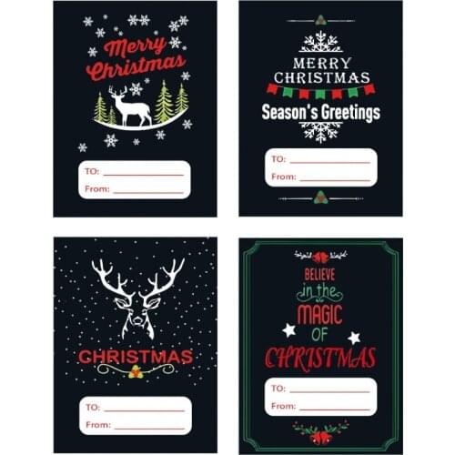 C1FA 500pcs Merry Christmas Stickers Labels Roll 4 Designs Xmas Decorative Envelopes Seal Stickers for Cards Gift Boxes