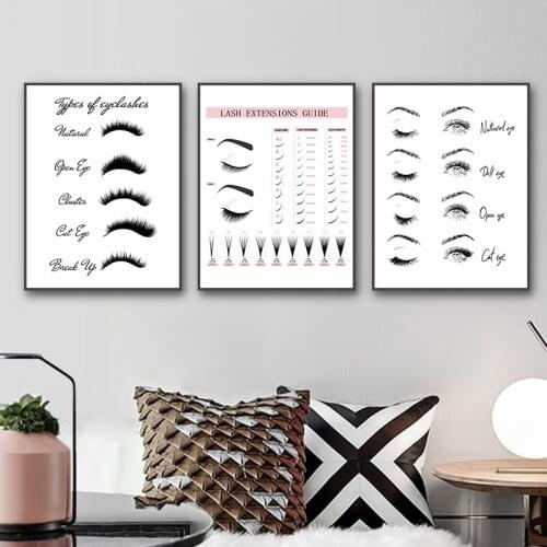 Eyebrow Shapes Print Makeup Wall Art Canvas Painting Black and White Fashion Poster Make Up Beauty Wall Picture Girls Room Decor