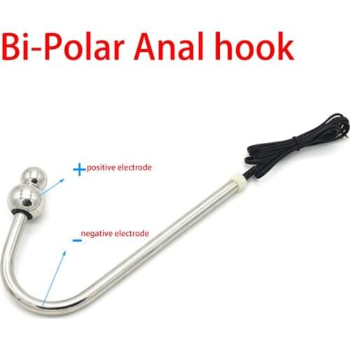 Electric Shock Anal Hook Beads Plug Bi-Polar Stainless Steel Butt Plug Vagina Hook Electro Stimulation Medical Themed Sex Toys