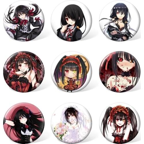 Anime DATE A LIVE Cartoon character Badge Tokisaki Kurumi Colorful Brooch for Bag & Backpack Accessories