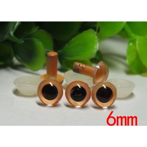 6mm Safety Eyes Plastic Eyes Animal Eyes Bear Eyes Plug-In--Orange-10pairs