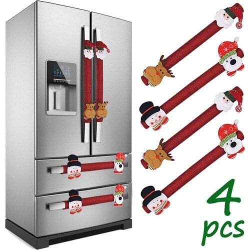 Refrigerator Door Handle Covers Set of 8, Santa Snowman Kitchen Appliance Covers Fridge Microwave Oven Dishwasher Door Handle Pr