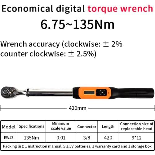 Digital Electronic Torque wrench 1/2" 135Nm 200Nm 340Nm Double-side Bidirectional ratchet head adjustable torque wrench