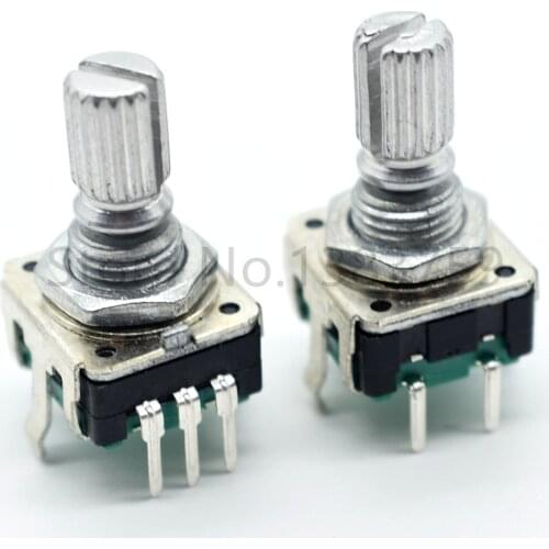 2 Piece High quality EC12 metal handle digital encoder with switch 24 positioning with threaded serrated shaft length 15MM