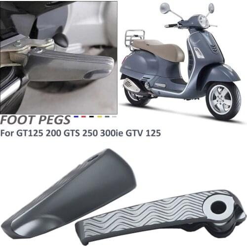 For Vespa GT GTS GTV 125 200 250 300 300ie Motorcycle Rear Passenger Foot Pegs Mount Black Pedal Extended Footpegs