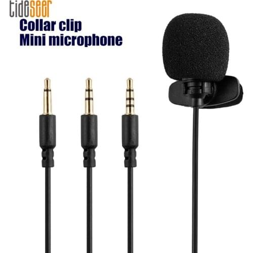 1.5m Mini Microphone Condenser Clip-on Lapel Lavalier Mic Wired Microfon for Phone Laptop Computer PC Recording Notebook