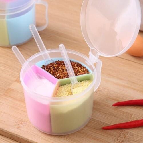 Seasoning Box Kitchen Organizer Storage Box Spices Seasoning Jar Transparent Sugar Salt Bottle Pepper Cumin Powder Box Tool