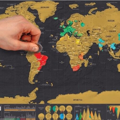 Creative Black Deluxe Travel Edition Scratch World Map Poster Traveler Vacation Log Gift Scratch Journal Map
