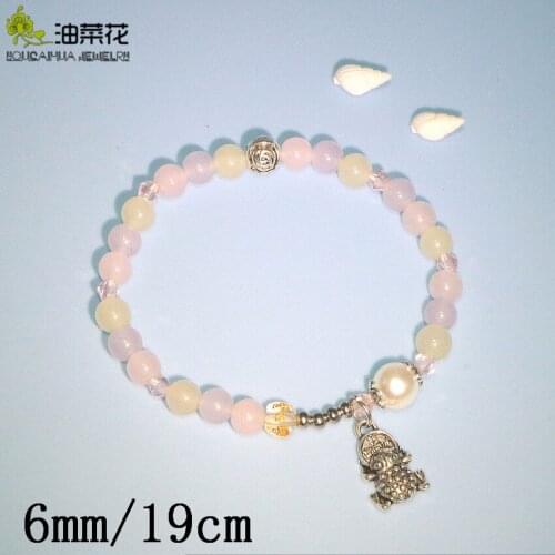 Sweet Natural Stone 6mm Round Beads Morganite Agates Jaspers Picture Bracelet Alloy Accessories Girl Christmas Wedding Gift