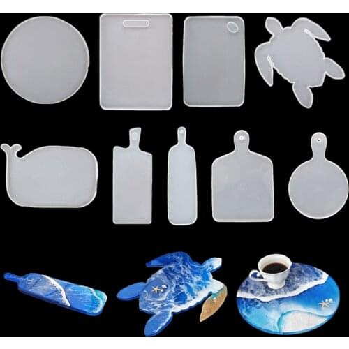 Round Rectangle Handle Tray Resin Molds Coaster Silicone Mold For DIY Crystal Epoxy Resin Coaster Home Decoration Resin Crafts