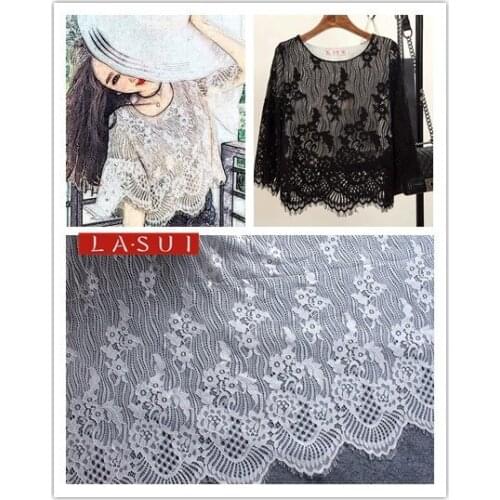 LASUI 1.5m*3m light luxury line as a whole is very weight feel Black Off white Car bones Eyelash lace skirt dress