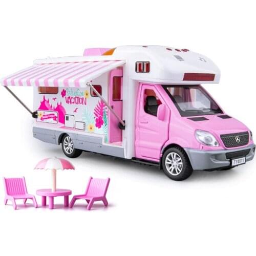 Simulation Pull RV Toy Model Alloy Car RV Boy Amusement Park Fast Food Car Takeaway Car toys for kids 3 to 16 years old