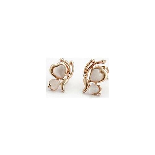 Fashion Elegant Design Stud Earrings Cute Butterfly White Stone Golden Plated Wing Ear Stud Earrings For Women Gift