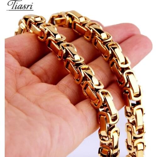 Tiasri 8mm Byzantine Chain Man Necklace High Quality Stainless Steel Jewelry Halloween Friends Gifts Hip-Hop Male Accessories