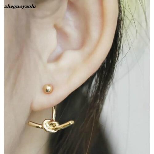 New Simple Gold Irregular Geometric Earrings For Women Exaggerated Metal Texture Distorted Knot Earrings Pendientes