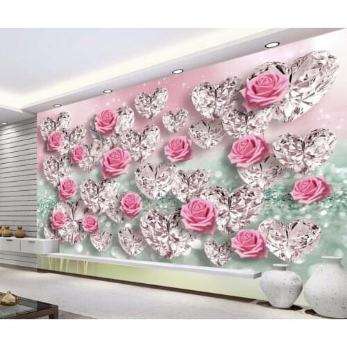 Custom Any Size TV Background Wall Mural Wall Paper Original Diamonds Forever, a Long-lasting 3D Romantic Background Wall